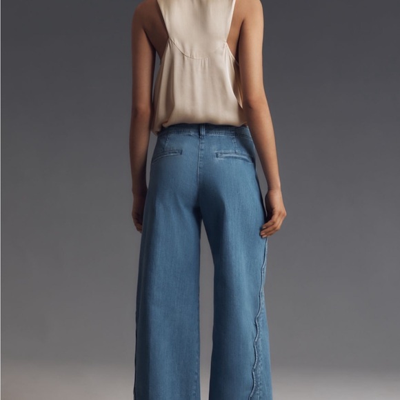 Anthropologie Maeve Scalloped-Edge High-Rise Wide-Leg Jeans - Picture 3 of 5
